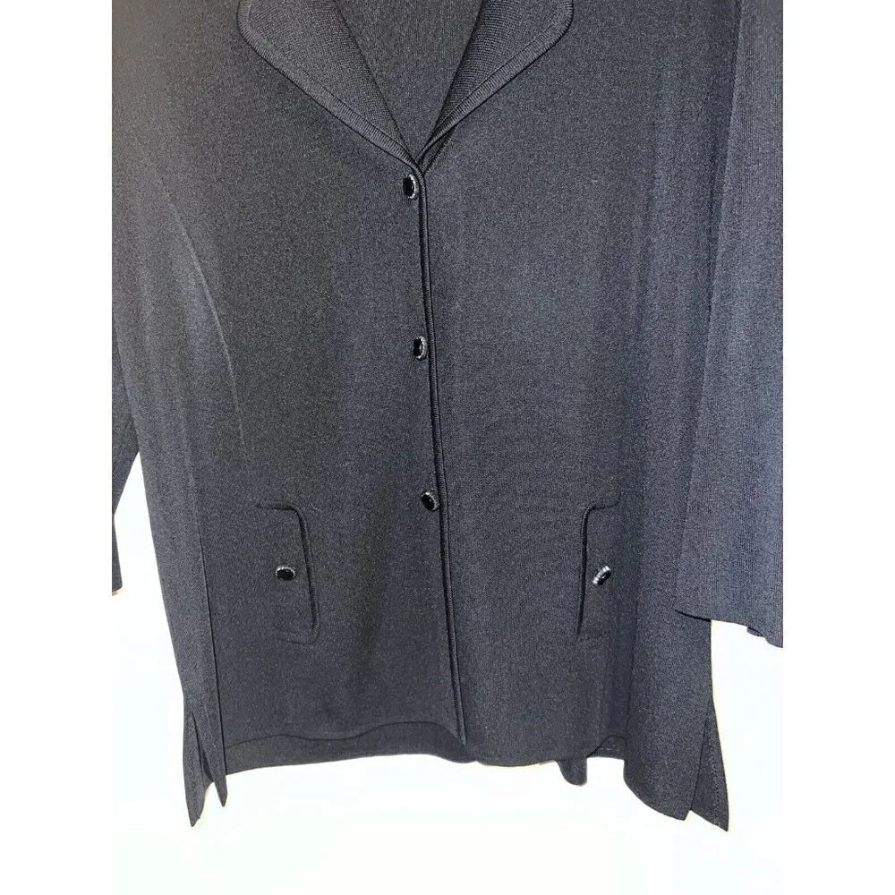 EXCLUSIVELY MISOOK Cardigan Sweater Black Acrylic 3 Button Sz L